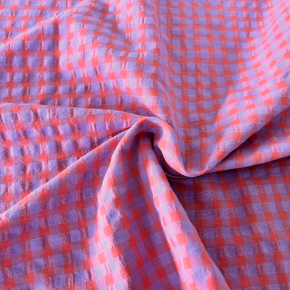 coton seersucker vichy - rose et violet