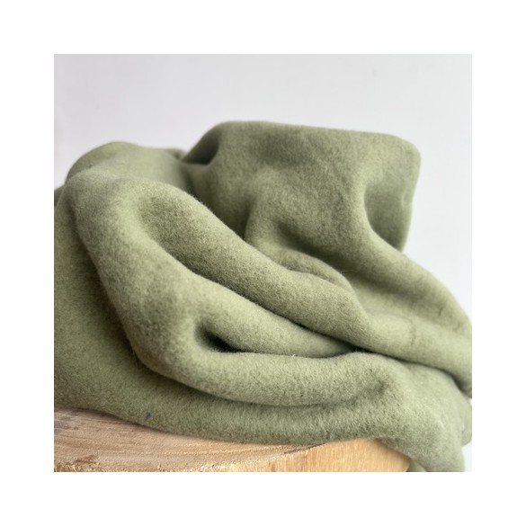 Tissu polaire en coton - vert mousse