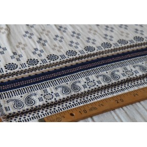 jacquard français - écru et bleu