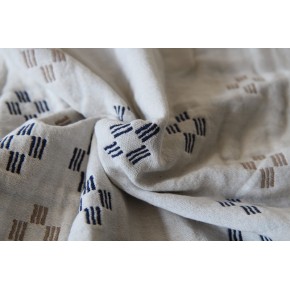 tissu jacquard bleu et écru