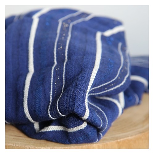 tissu jacquard rayures - bleu et écru tissu jacquard rayures - bleu et écru
