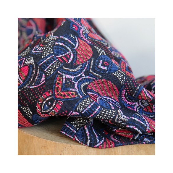tissu jacquard français - un chat sur un fil