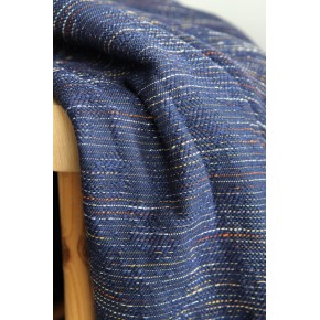 tissu upcyclé - marine chiné multicolore