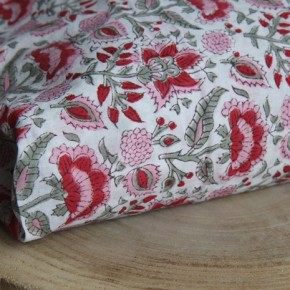 coton fleurs - tissu indien