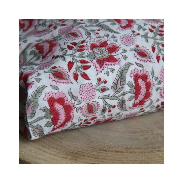 coton fleurs - tissu indien