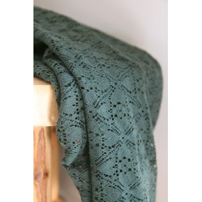 tissu en dentelle verte - un chat sur un fil
