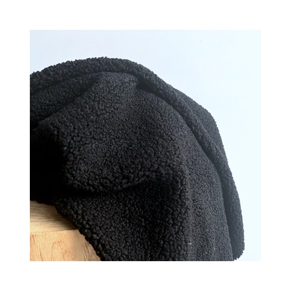 tissu maille bouclette noir - un chat sur un fil
