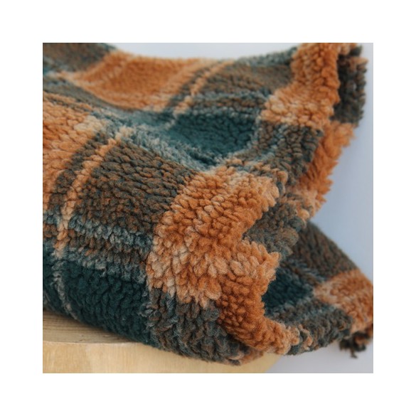 tissu sherpa mouton à carreaux