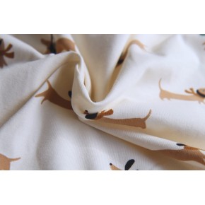 tissu en jersey coton imprimé chiens - un chat sur un fil