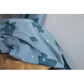 tissu sweat fin bleu - mountain