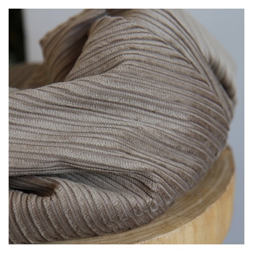 tissu grosses côtes beige - un chat sur un fil