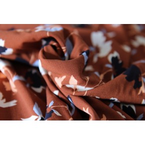 tissu viscose à fleurs - un chat sur un fil
