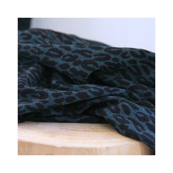 tissu maille léopard vert et noir - un chat sur un fil