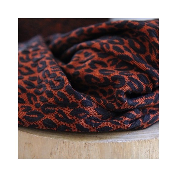 tissu maille léopard rouille et noir - un chat sur un fil