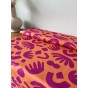 tissu popeline de coton orange et rose - un chat sur un fil