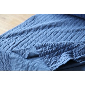tissu en jersey coton matelassé bleu - un chat sur un fil