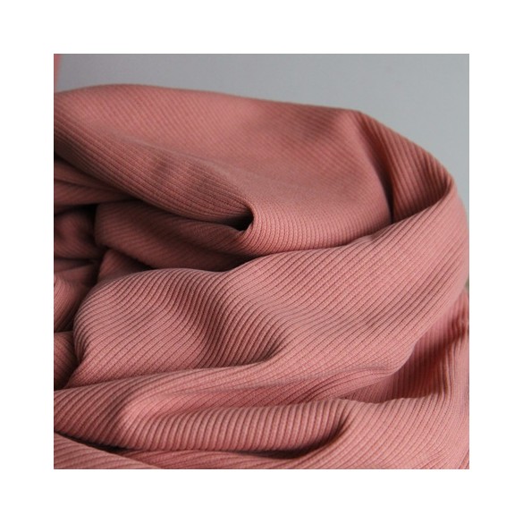 tissu jersey côtelé - rose pêche