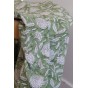 tissu indien fleuri - vert et blanc
