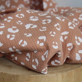 tissu double gaze coton imprimé léopard