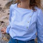 blouse Hana avec le coton rayures blanc et bleu ciel