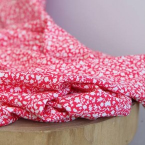 tissu à fleurs - rouge et blanc