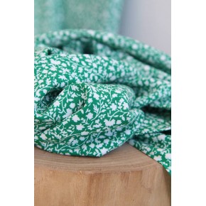 tissu petites fleurs - vert et blanc