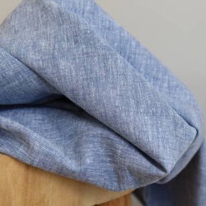 coton et lin chambray - bleu