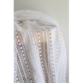 tissu crochet coton blanc - un chat sur un fil
