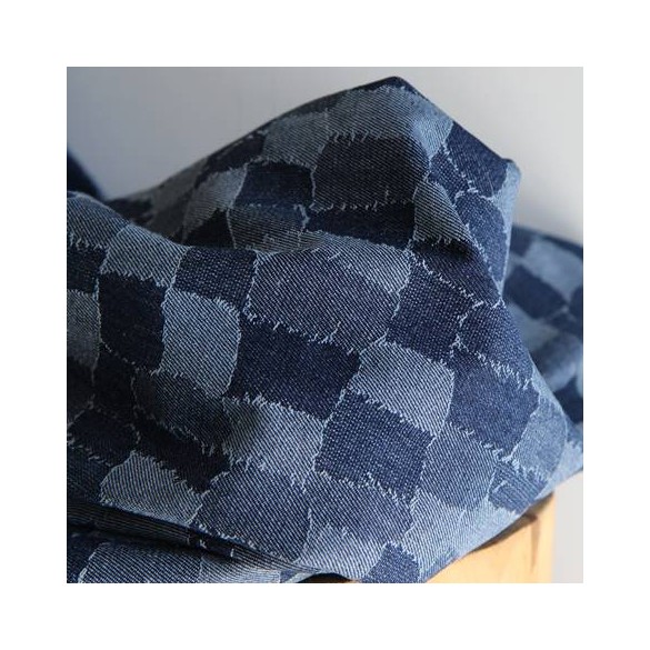 jean patchwork bleu brut - un chat sur un fil