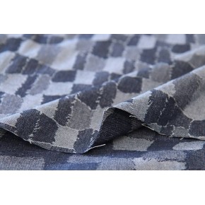 tissu bleu jacquard jean - un chat sur un fil