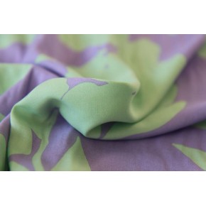tissu fleuri fluide lilas et vert - un chat sur un fil