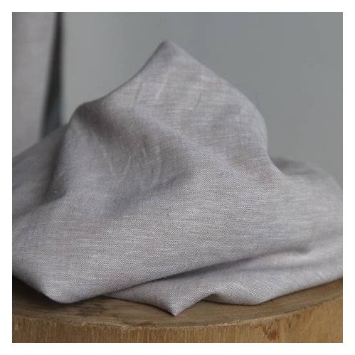 tissu chambray beige et blanc