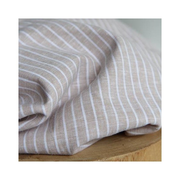tissu coton et chambray - rayures beige