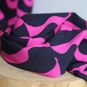 tissu crépon de viscose rose - un chat sur un fil