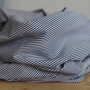 coton rayures marine - un chat sur un fil