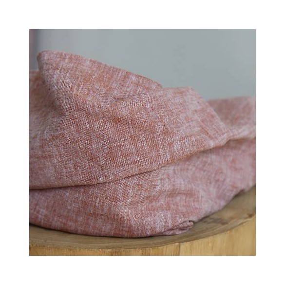 tissu chambray brique et blanc
