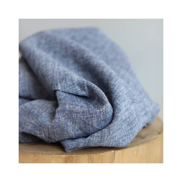 tissu chambray marine et blanc