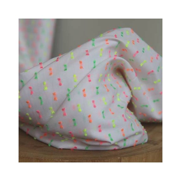 tissu coton plumetis blanc - plumetis néon
