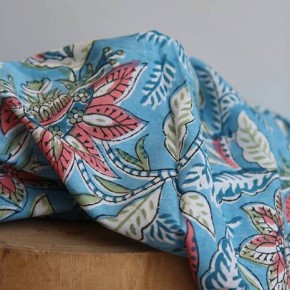 tissu indien block print - un chat sur un fil