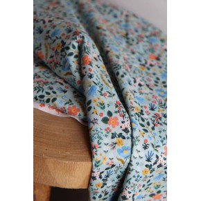 tissu fleurs - light blue