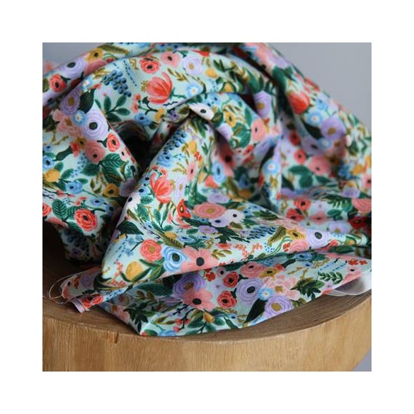 tissu coton petite garden party - un chat sur un fil