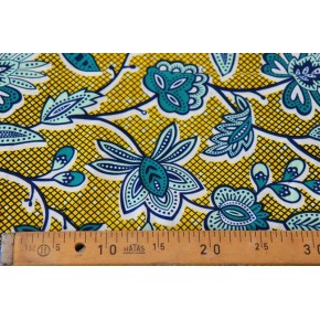 tissu wax hollandais - imprimé fleurs jaune