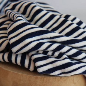 Tissu Jersey Rayé Fin COP COPINE - Couleur Noir/sable - Neuf - Pour Création Couture