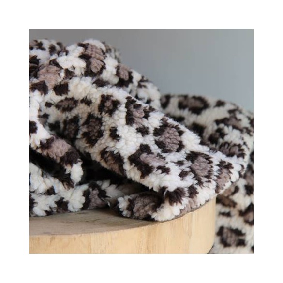 tissu sherpa maille bouclette - léopard