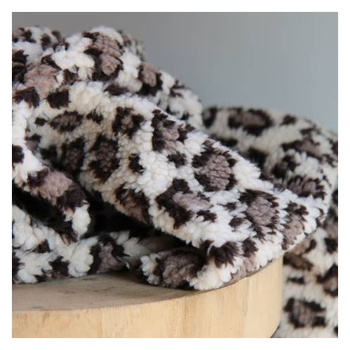 tissu sherpa maille bouclette - léopard