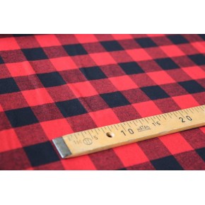 tissu flanelle de coton noir et rouge - un chat sur un fil