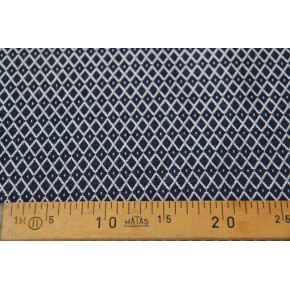 tissu jacquard marine et blanc - un chat sur un fil