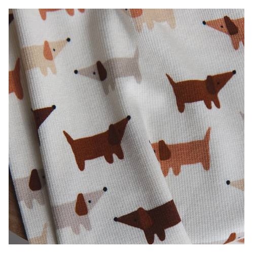 tissu côtelé écru petits chiens - un chat sur un fil tissu côtelé écru petits chiens - un chat sur un fil