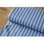 tissu coton rayé fond bleu rayures blanches