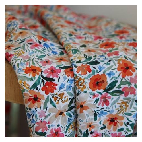 tissu viscose fleurs - Jade
